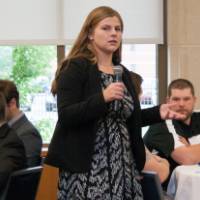 Student with microphone